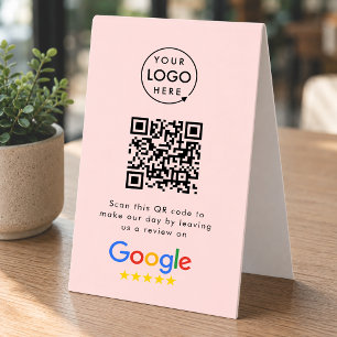 Google Reviews Tabletop Sign QR Code Table Tent