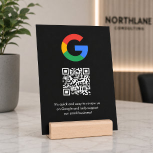 Google Reviews Tabletop Sign   QR Code Wood Block