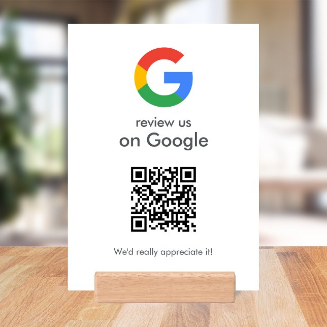 Google Reviews Tabletop Sign | QR Code Wood Block (Creator Uploaded)