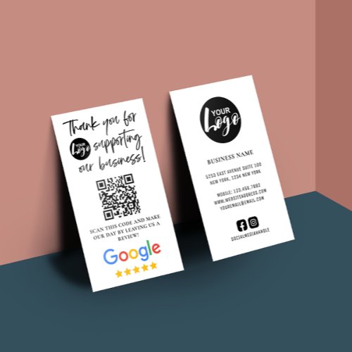 Google Reviews Thank You Logo QR Code Business Card