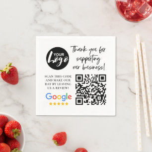 Google Reviews Thank You Logo QR Code Napkins