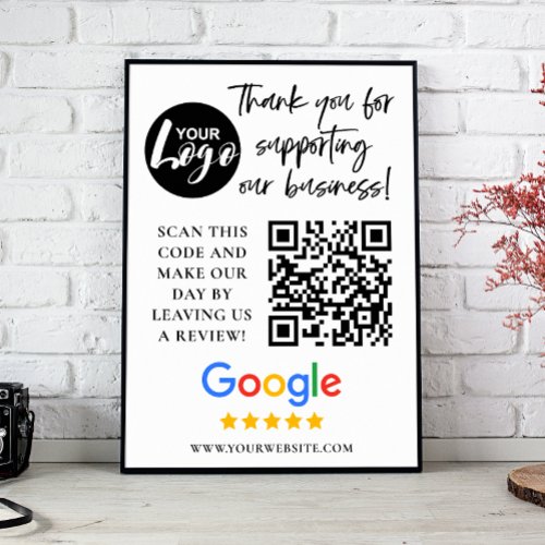 Google Reviews Thank You Logo QR Code Poster