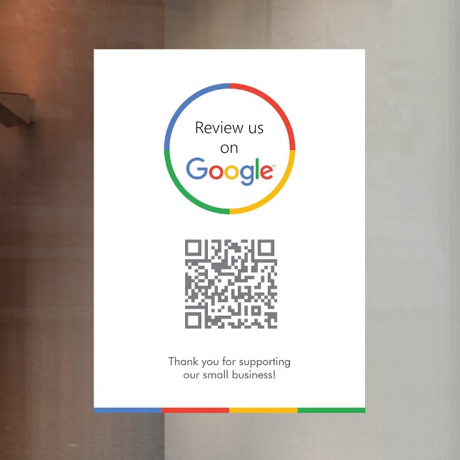 Google Reviews Window Cling | QR Code Vinyl Decal (Gain Google reviews & grow your business with this editable rating request window cling decal sign.)