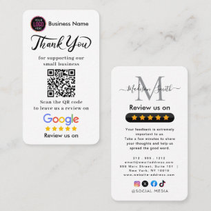 Google Reviews With Thank You And QR Code Business Card