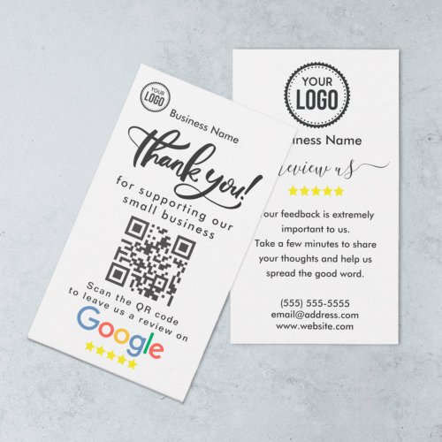 Google Reviews With Thank You And QR Code Business Card