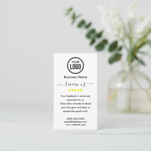 Google Reviews With Thank You And QR Code Business Card Zazzle