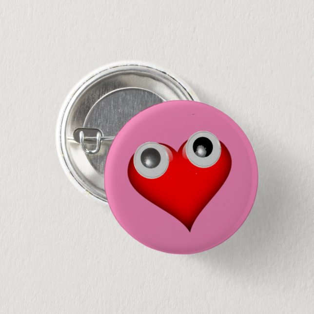 Googly Eye Heart Button (Front & Back)