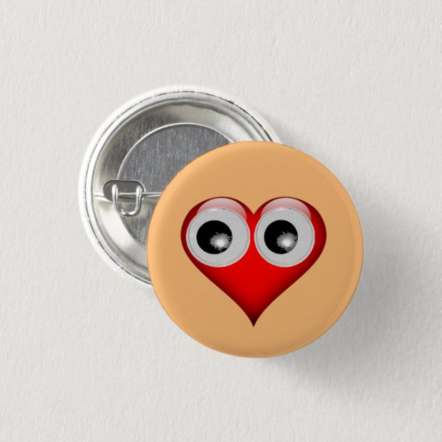 Googly Eye Heart Button (Front & Back)