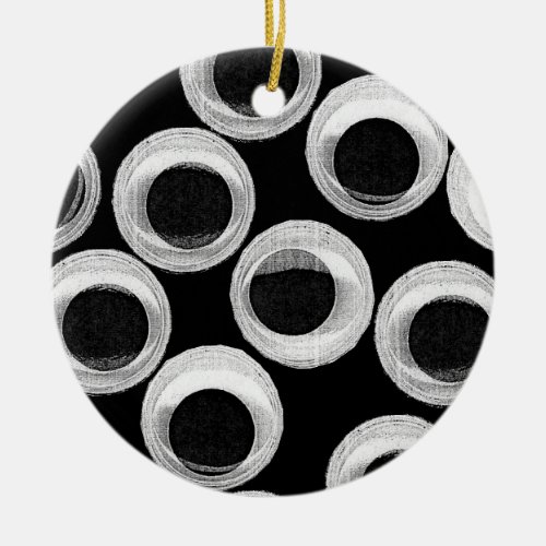 Googly eye pattern  black ceramic ornament