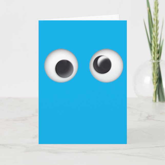 Googly Eyed Blue Happy Birthday Card (Front)