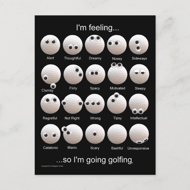 Googly Eyed Golf Balls, Moods, Emotions Postcard (Front)