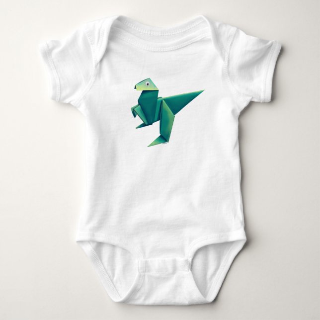 Googly-Eyed Origami Raptor Baby Bodysuit (Front)