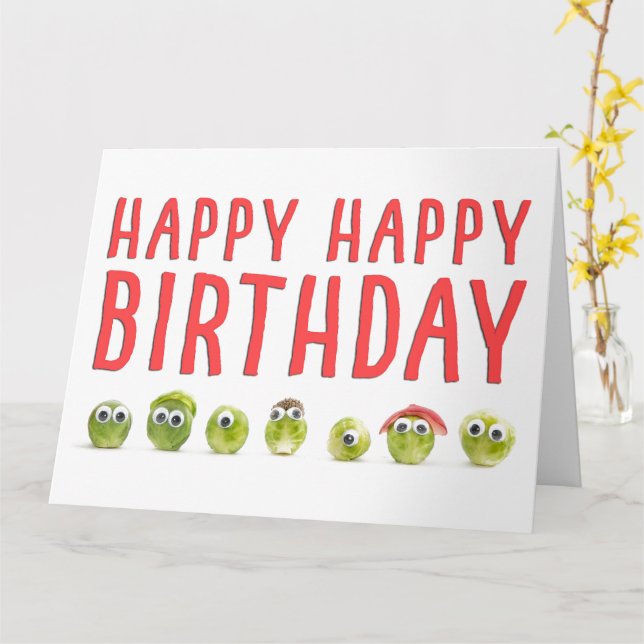 Googly Eyed Sprouts – Fun Birthday for a Friend Card (Yellow Flower)