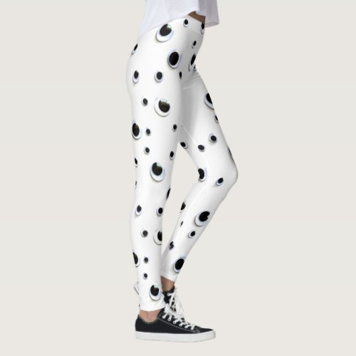 Googly Eyes Black and White Funny Cute Unique Leggings