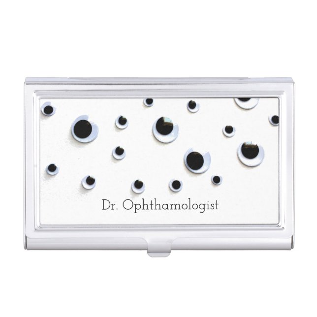 Googly Eyes Black and White Funny Optometrist Business Card Holder (Front)