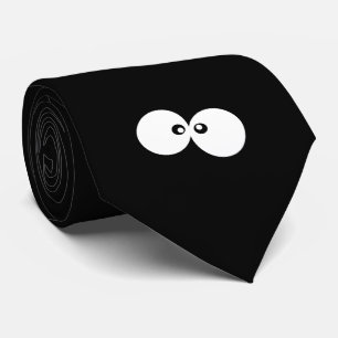 Googly Eyes, Funny Eyes, Black and White Neck Tie