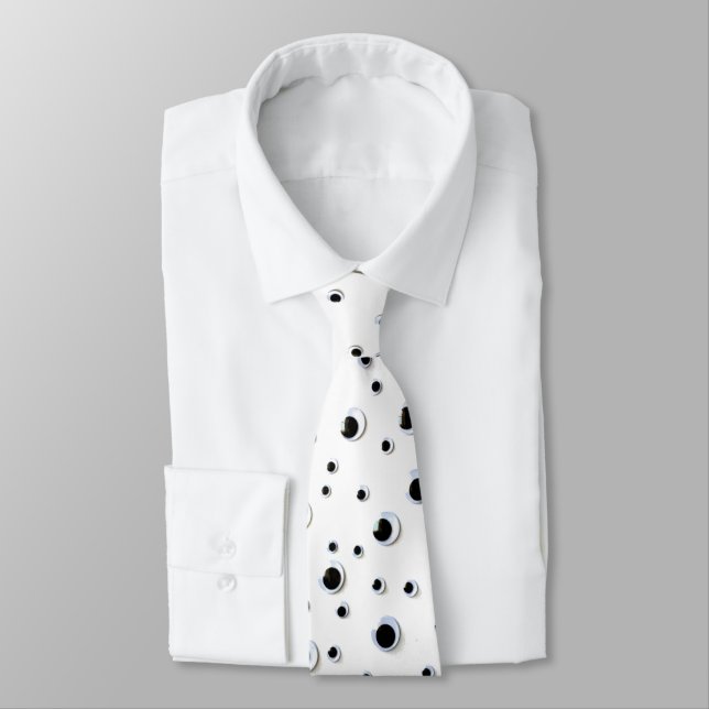 Googly Eyes Googily Black and White Funny Neck Tie (Tied)
