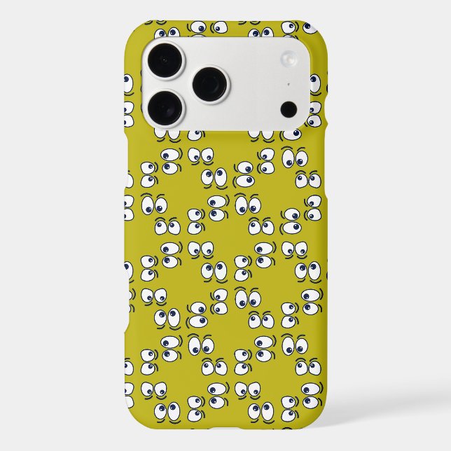 Googly Funny Cartoon Eyes Mustard Yellow Pattern Iphone Case (Back)