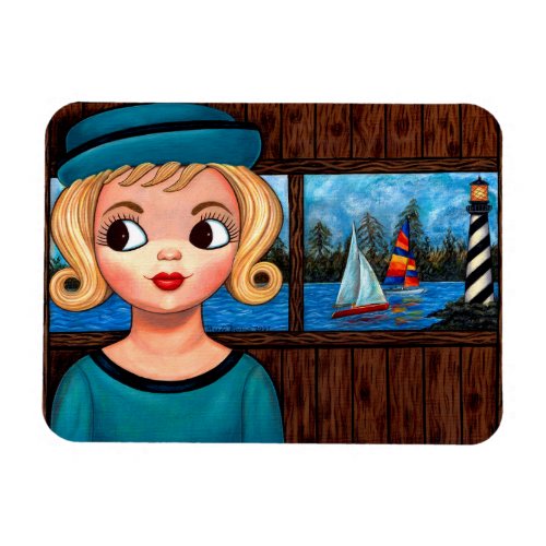 Googly Girl Sailor Head Vase Lighthouse Sailboat Magnet