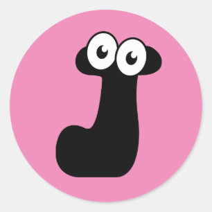 Googly Letter J Classic Round Sticker