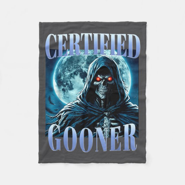 Goon Funny Gooning Meme Skeleton Certified Gooner  Fleece Blanket (Front)