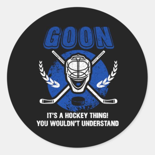 Goon Hockey Mask Sports Ice Hockey Player Gift Classic Round Sticker