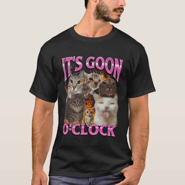 Gooning O'clock Funny Cat Meme Bootleg Graphic T-Shirt (Front)