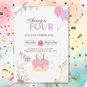 goose 4th birthday birthday  invitation