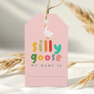 Goose Adoption Stuffie Pink Birthday Favor Gift Tags