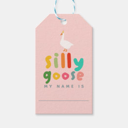 Goose Adoption Stuffie Pink Birthday Favor Gift Tags