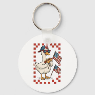 Goose American USA Flag Memorial Day 4th of July Keychain