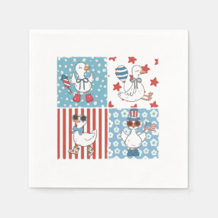  Goose American Usa Flag Memorial Day 4th Of July  Napkins
