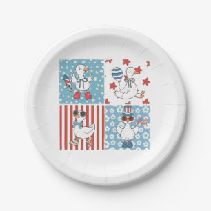 Goose American Usa Flag Memorial Day 4th Of July Paper Plates