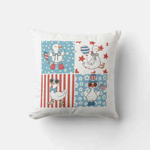 Goose American Usa Flag Memorial Day 4th Of July Throw Pillow
