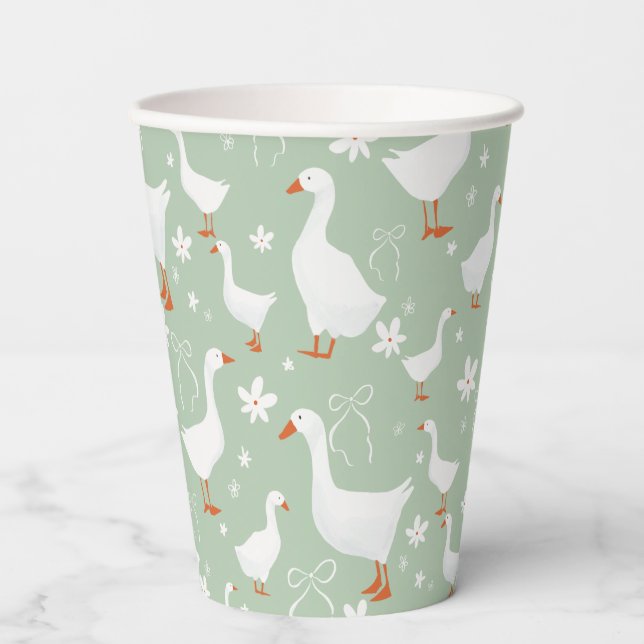 Goose and bows green paper cups (Front)