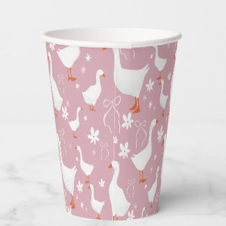 Goose and bows - pink paper cups