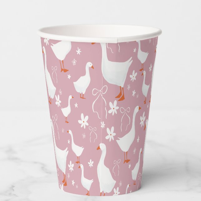 Goose and bows - pink paper cups (Right)