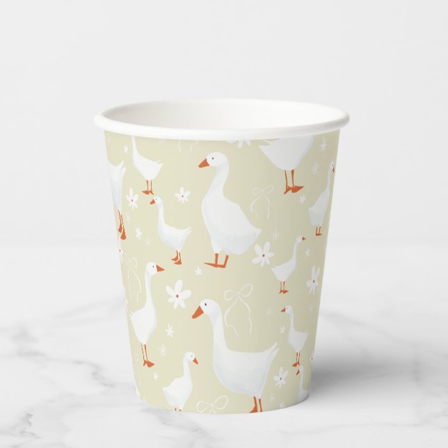 Goose and bows yellow paper cups (Front)