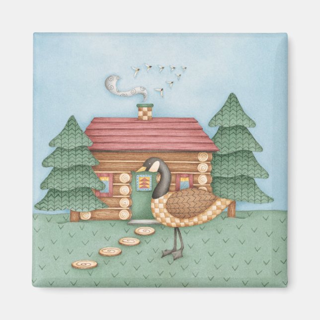 Goose at Cabin Magnet (Front)