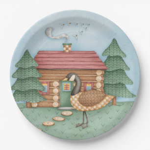 Goose at Cabin Paper Plates