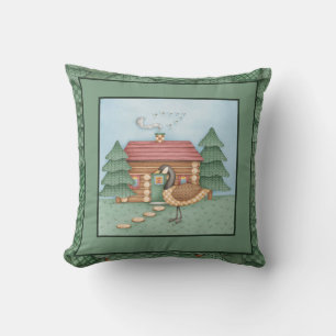 Goose at Cabin Throw Pillow