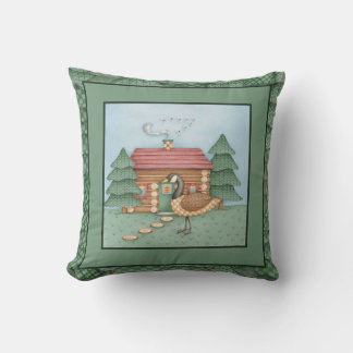 Goose at Cabin Throw Pillow