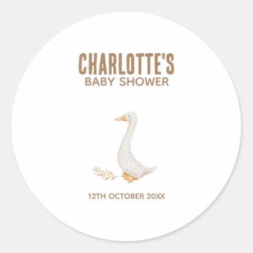 Goose Baby Shower Classic Round Sticker