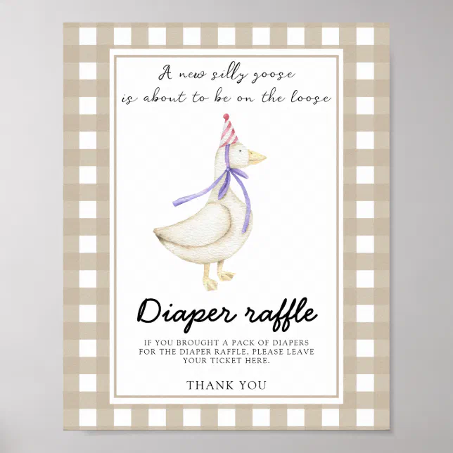 Goose baby shower - diaper raffle poster | Zazzle