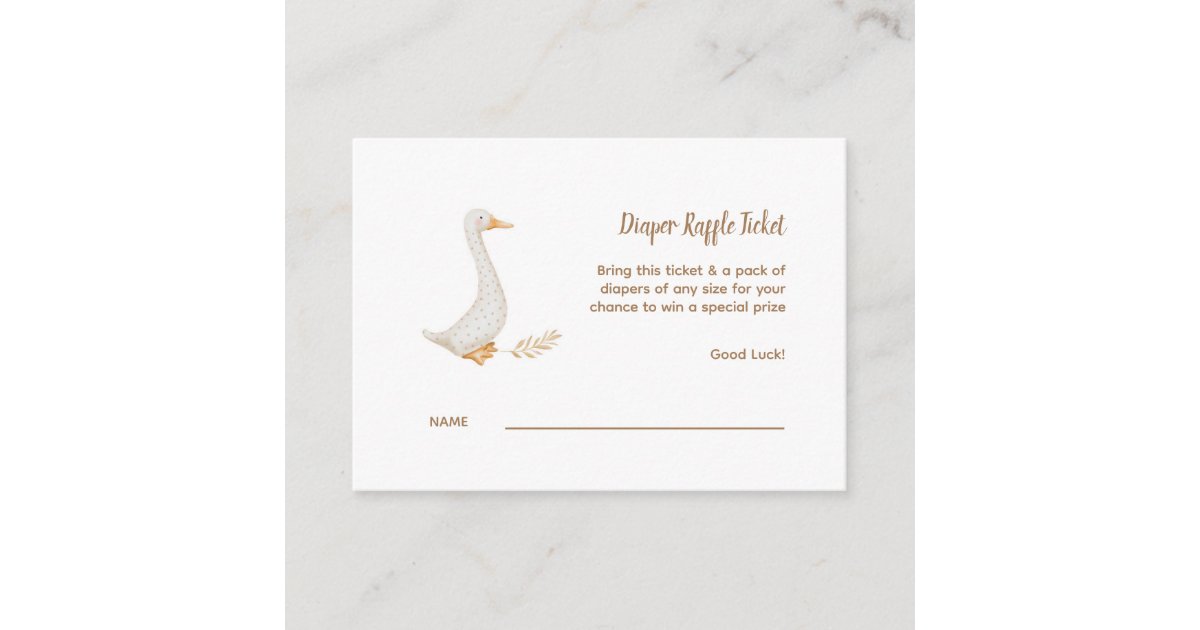 Goose Baby Shower Diaper Raffle Ticket Enclosure Card | Zazzle