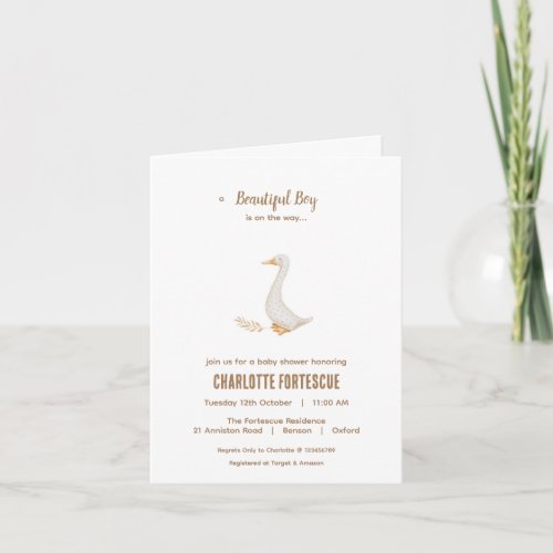 Goose Baby Shower Invitation Card