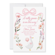 Goose baby shower invitation Pink Girl Invite