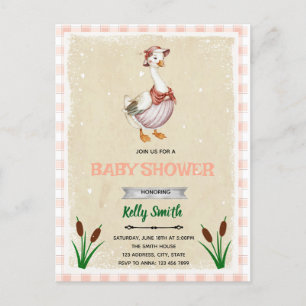 Goose baby shower invitation postcard