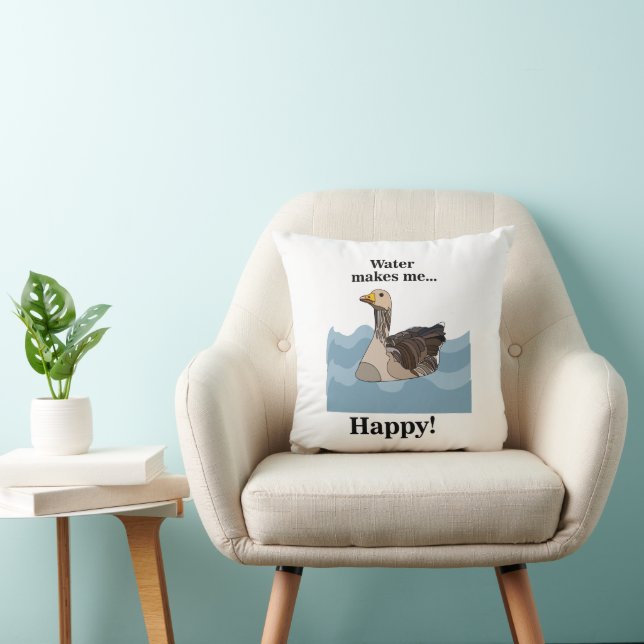 Goose Bird Swimming In Water Birdwatcher Throw Pillow (Chair)