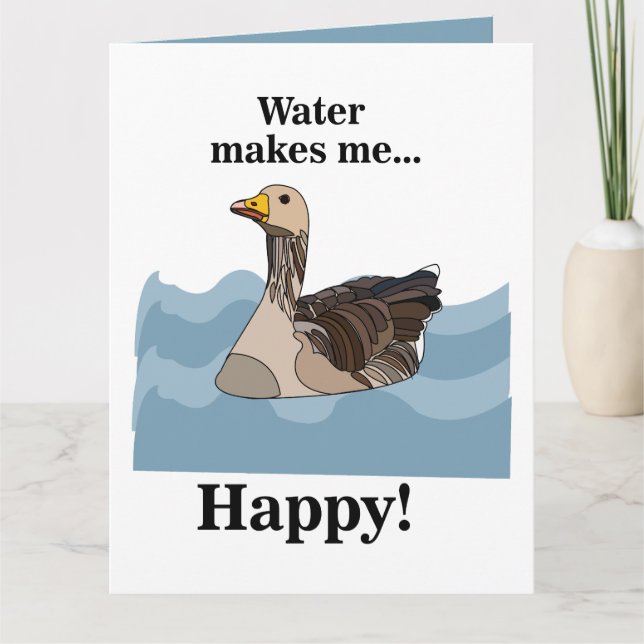 Goose Bird Swimming In Water Birthday Card (Front)